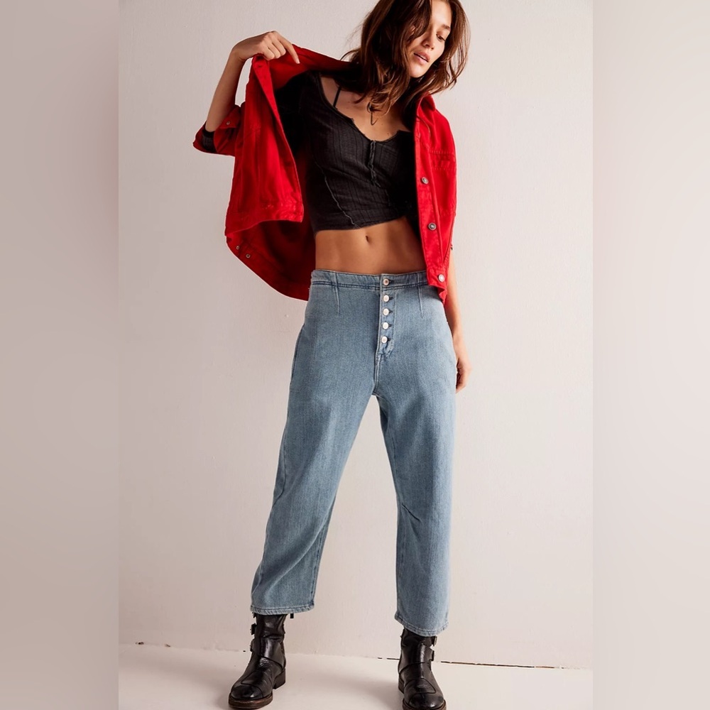 Free People Denim Blue Boyfriend Jeans
